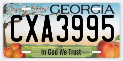 GA license plate CXA3995