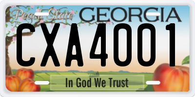 GA license plate CXA4001