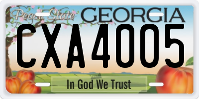 GA license plate CXA4005