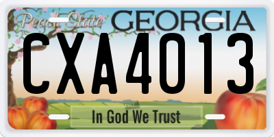 GA license plate CXA4013