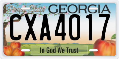 GA license plate CXA4017