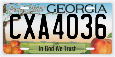 GA license plate CXA4036