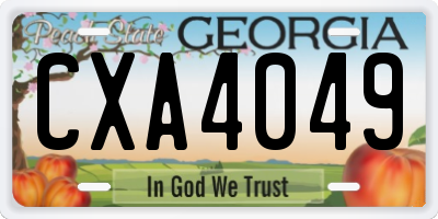 GA license plate CXA4049