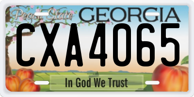 GA license plate CXA4065