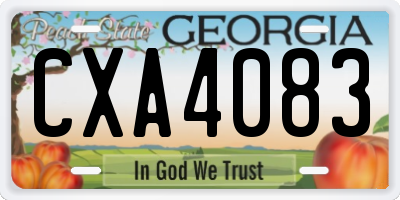 GA license plate CXA4083