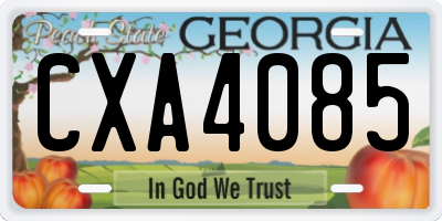 GA license plate CXA4085