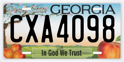 GA license plate CXA4098