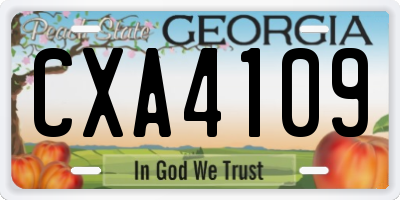 GA license plate CXA4109