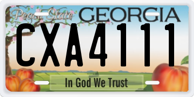 GA license plate CXA4111