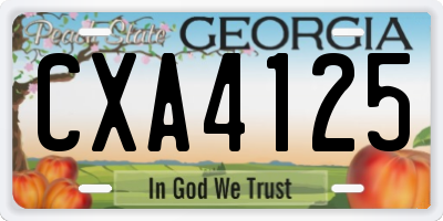 GA license plate CXA4125