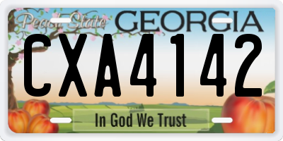 GA license plate CXA4142