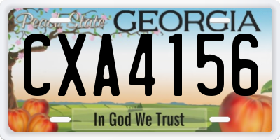 GA license plate CXA4156
