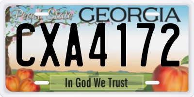 GA license plate CXA4172