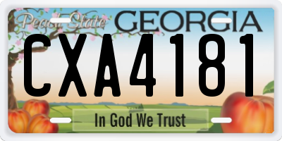 GA license plate CXA4181