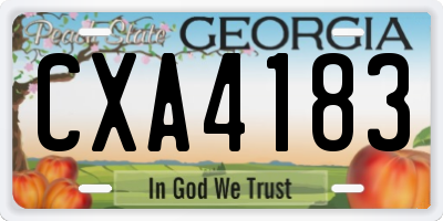 GA license plate CXA4183