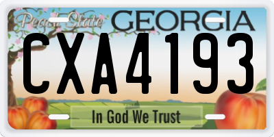 GA license plate CXA4193