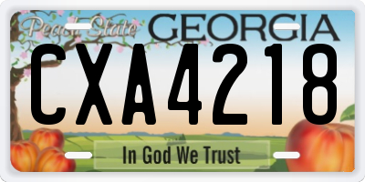 GA license plate CXA4218