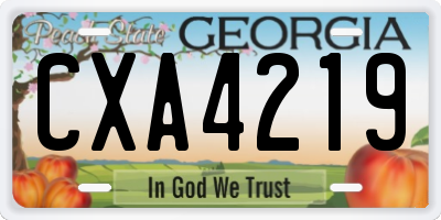 GA license plate CXA4219