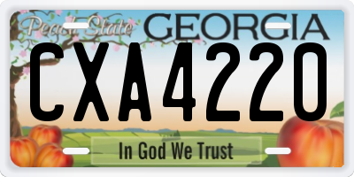 GA license plate CXA4220