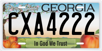 GA license plate CXA4222