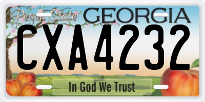 GA license plate CXA4232