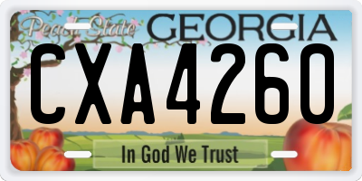 GA license plate CXA4260