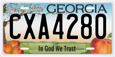 GA license plate CXA4280