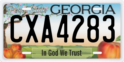 GA license plate CXA4283