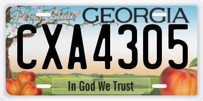 GA license plate CXA4305