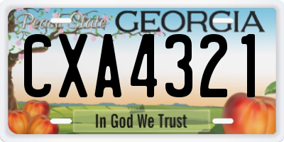 GA license plate CXA4321