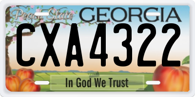 GA license plate CXA4322