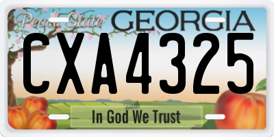 GA license plate CXA4325