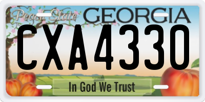 GA license plate CXA4330