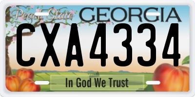 GA license plate CXA4334