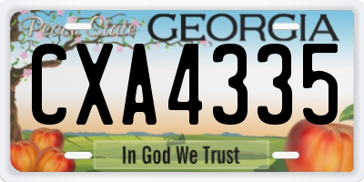 GA license plate CXA4335