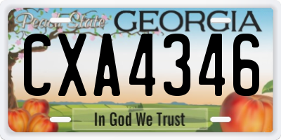 GA license plate CXA4346