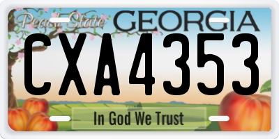 GA license plate CXA4353