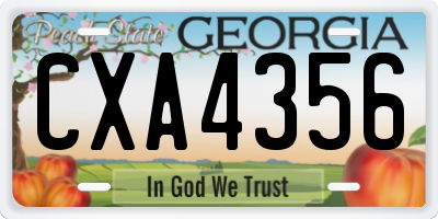GA license plate CXA4356