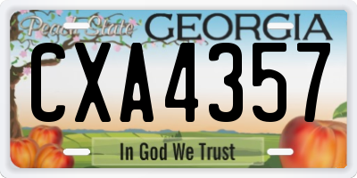 GA license plate CXA4357