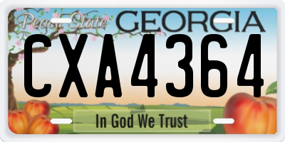 GA license plate CXA4364
