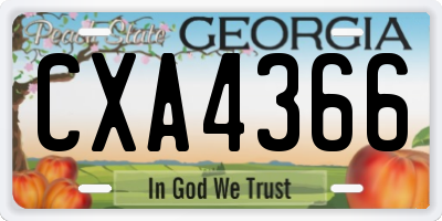 GA license plate CXA4366