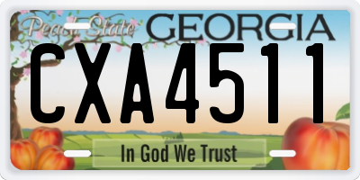GA license plate CXA4511