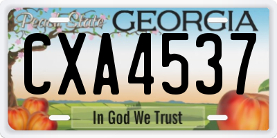 GA license plate CXA4537