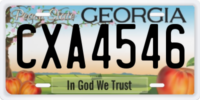 GA license plate CXA4546