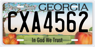 GA license plate CXA4562