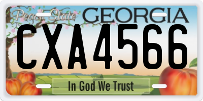 GA license plate CXA4566
