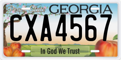 GA license plate CXA4567