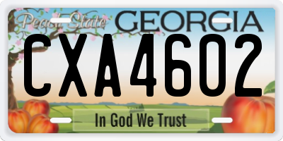GA license plate CXA4602