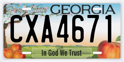 GA license plate CXA4671