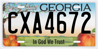 GA license plate CXA4672